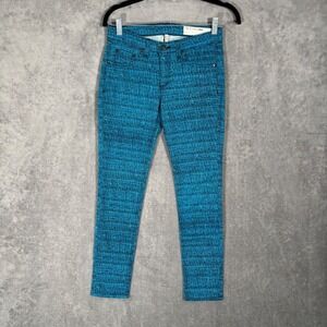 Rag & Bone Skinny Legging Jeans Women's Size 26 Aqua Blue Tweed Print Teal